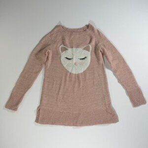 LC Lauren Conrad Light Pink Kitty Face Sweater